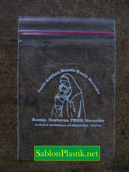 Sablon Plastik Klip Merauke pesanan Panti Asuhan Bunda Kasih Merauke
