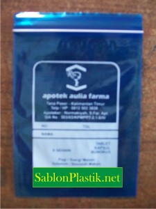 Sablon Plastik Klip Tanah Grogot pesanan Apotek Aulia Farma