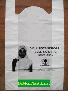 Sablon Plastik Kresek Bengkulu pesanan Caleg Bude Catering