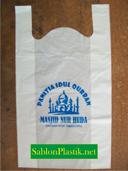 Sablon Plastik Kresek Jogja pesanan Panitia Idul Qurban Masjid Nur Huda