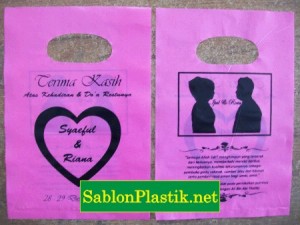 Sablon Plastik Plong Bandung pesanan Wedding Ipul & Ririn