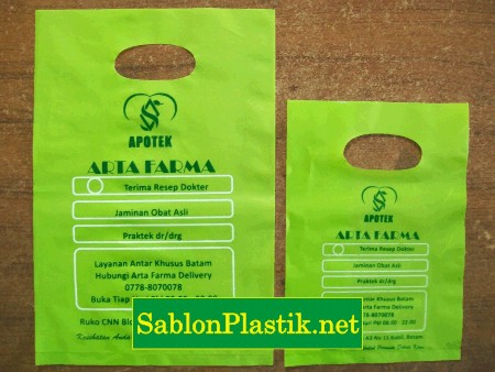 Sablon Plastik Plong Batam pesanan Apotek Arta Farma