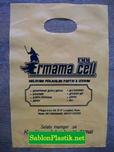 Sablon Plastik Plong Tanjung Paser pesanan Ermama Cell
