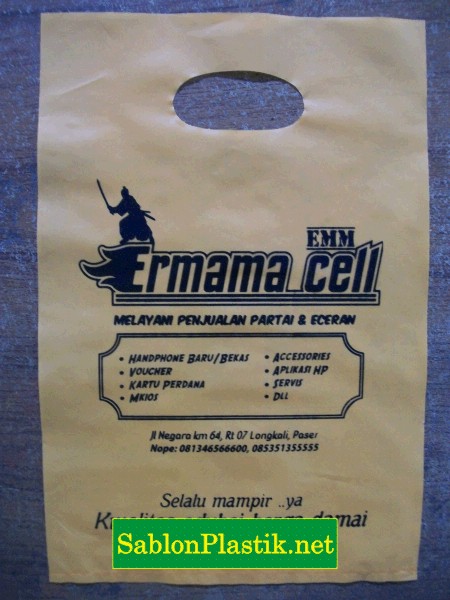 Sablon Plastik Plong Tanjung Paser pesanan Ermama Cell