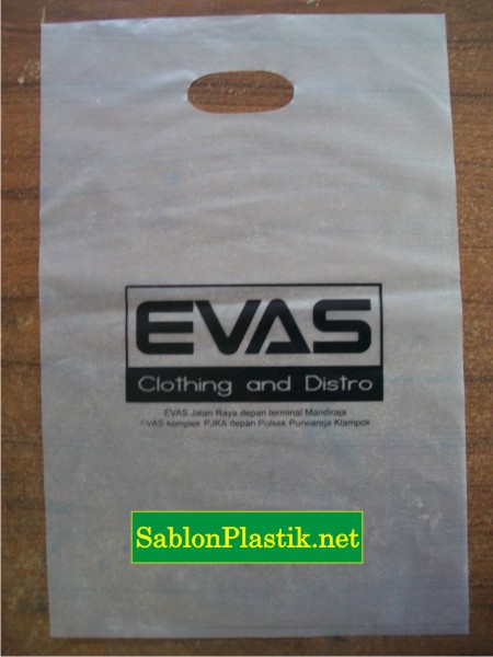 Sablon Plastik Plong Yogyakarta pesanan Evas Distro