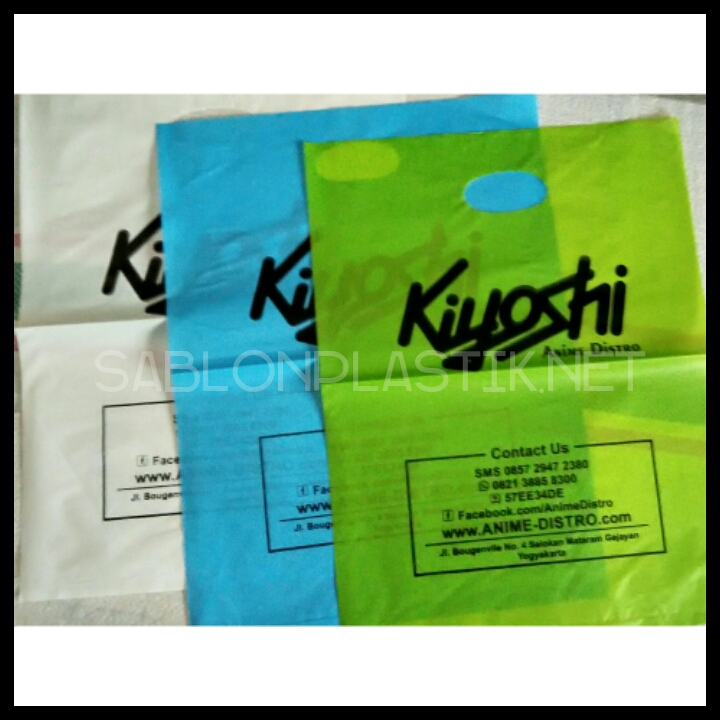 Sablon Plastik Plong Yogyakarta pesanan Kiyoshi